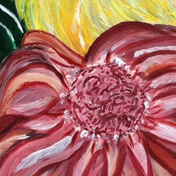 Original Painting Flowers Floral Wall Art on Canvas 20"x16" - Picture 7 of 15